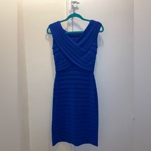 Adrianna Papell Royal Blue Bodycon Bandage Sheath Dress Knee Length Size 4